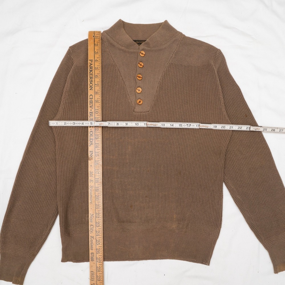 Vintage Eddie Bauer Sweater‎ Mens Large Brown 1980s Button Up 1/4